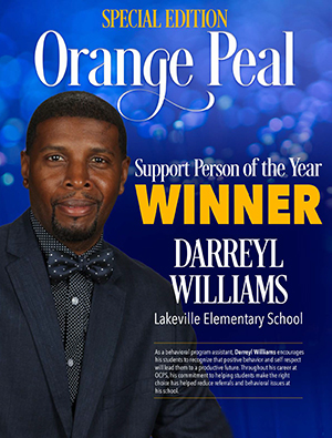 Link to Orange Peal with cover of 2016-17 Support Person of the Year Darreyl Williams