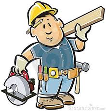 Building - Contractor holding wood and tools