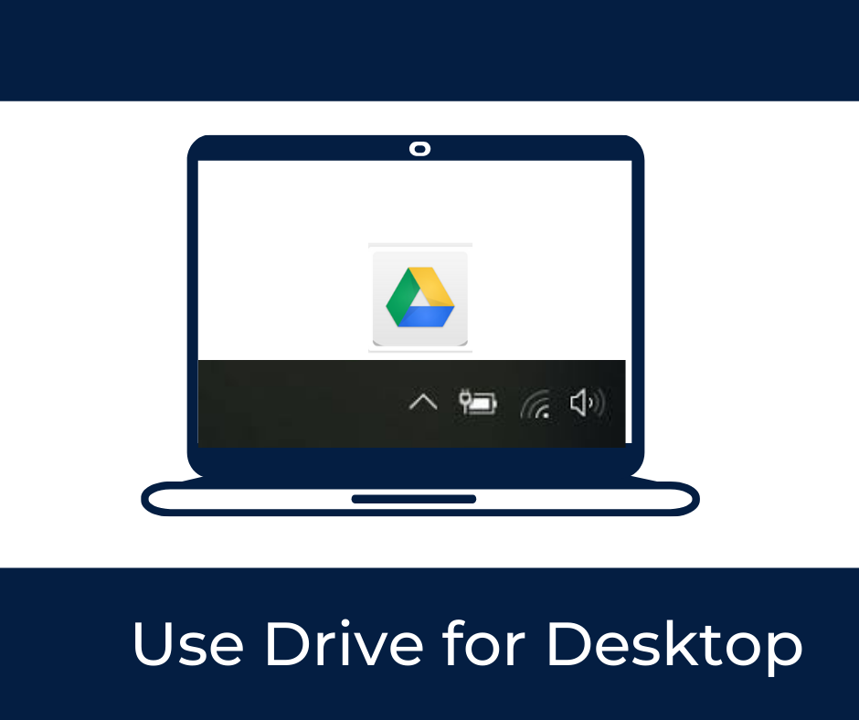 Image of Google Drive for Desktop icon in laptop system tray