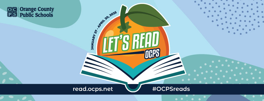 Let's Read OCPS Banner with dates and hashtag