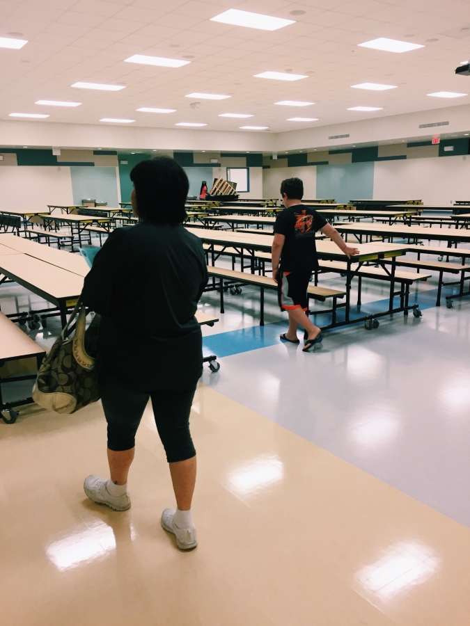 Parent and child at westpointe ES cafeteria