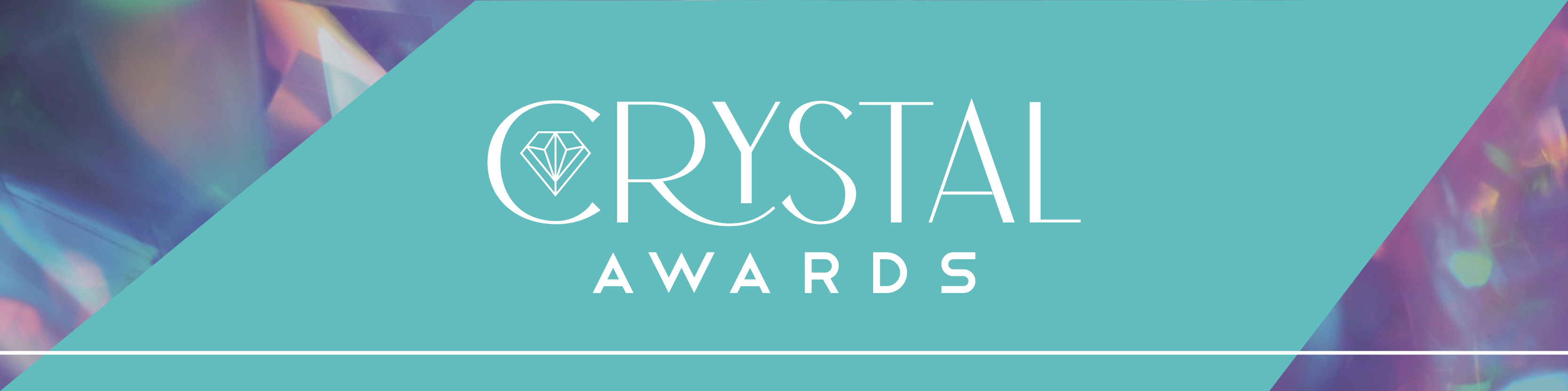 Teal banner with Crystal Awards title 