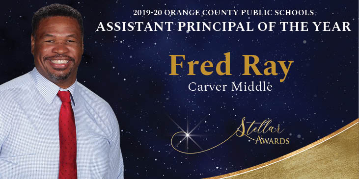 Winner banner with Dr. Fred Ray as Assistant Principal of the Year