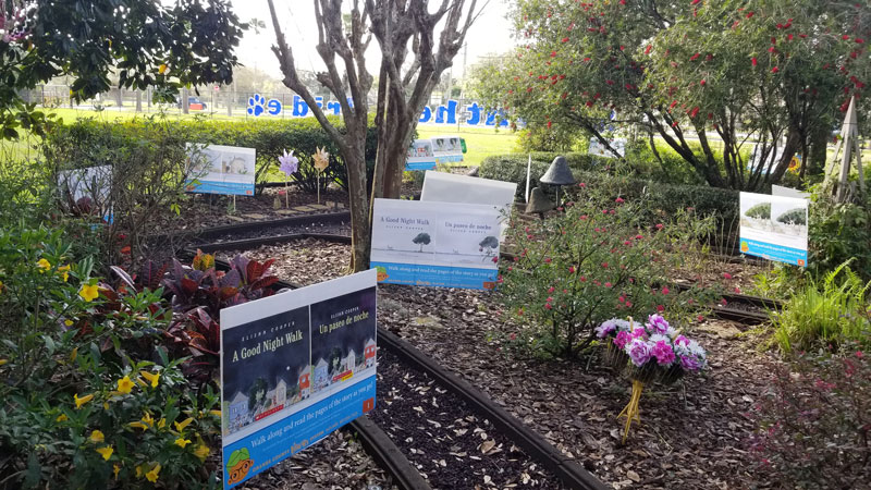 Photos of yard signs in school garden