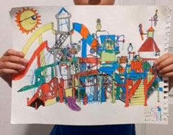 Student drawing of children's play area