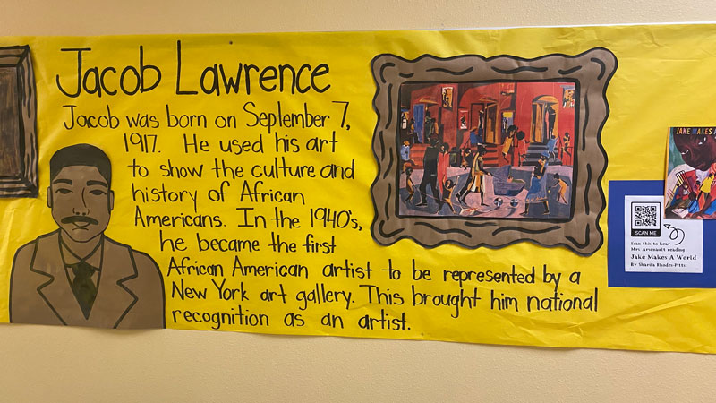 Banner of Jacob Lawrence with artwork sample