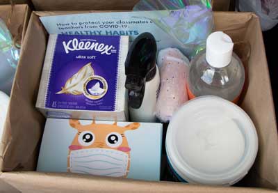 Box of donations for classroom