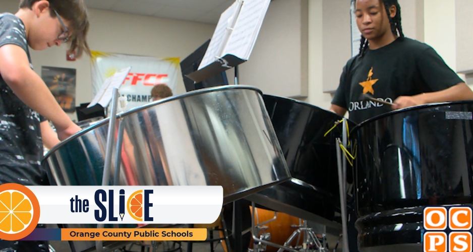 University High School's steel drum band practices