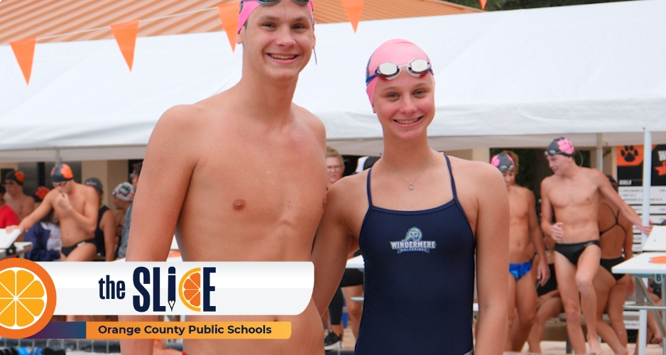 Erisman siblings pose for picture during swim meet