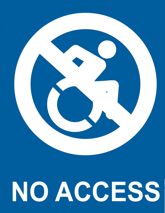 Click this no access symbol to request equal access to a specific service or school that may require barrier removal.