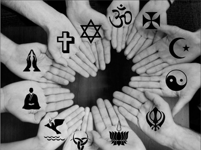 Click this collage of religious symbols to request a religious workplace accommodation.