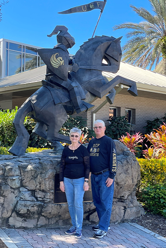 Anne and John Gardepe with the UCF Knight