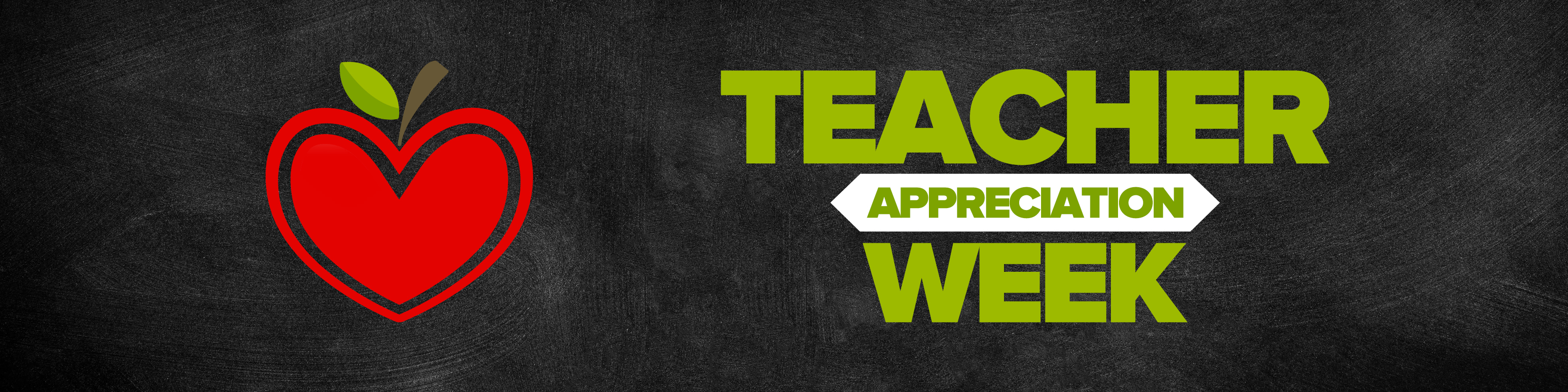 Chalkboard banner with apple and green Teacher Appreciation Lettering 