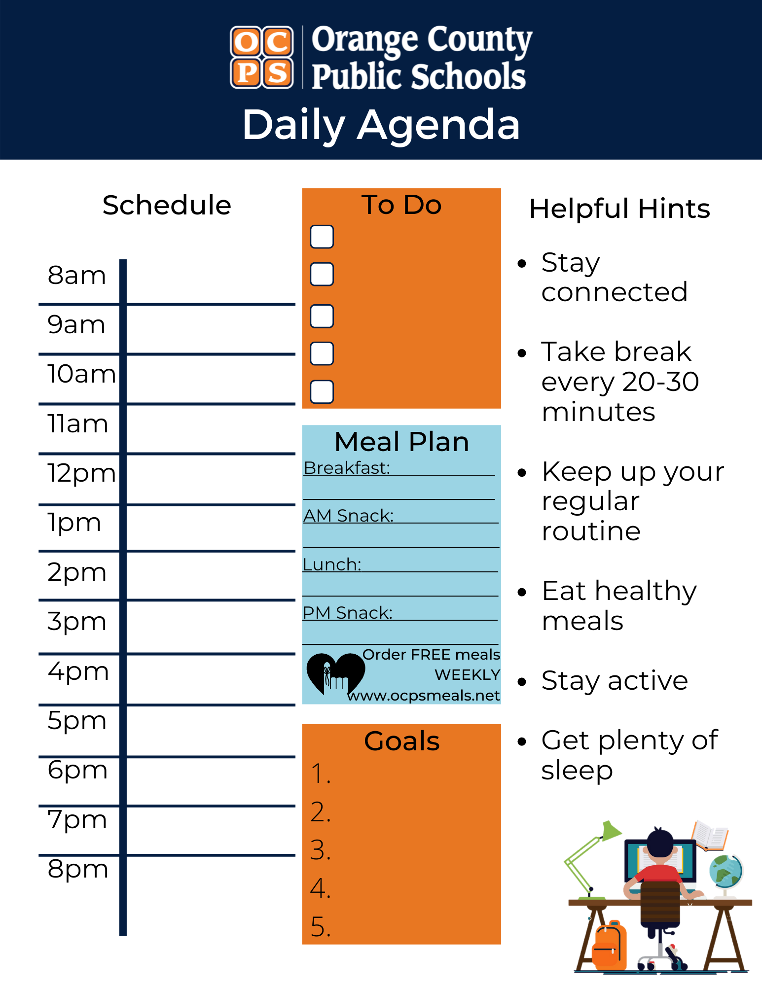 Downloadable Daily Agenda