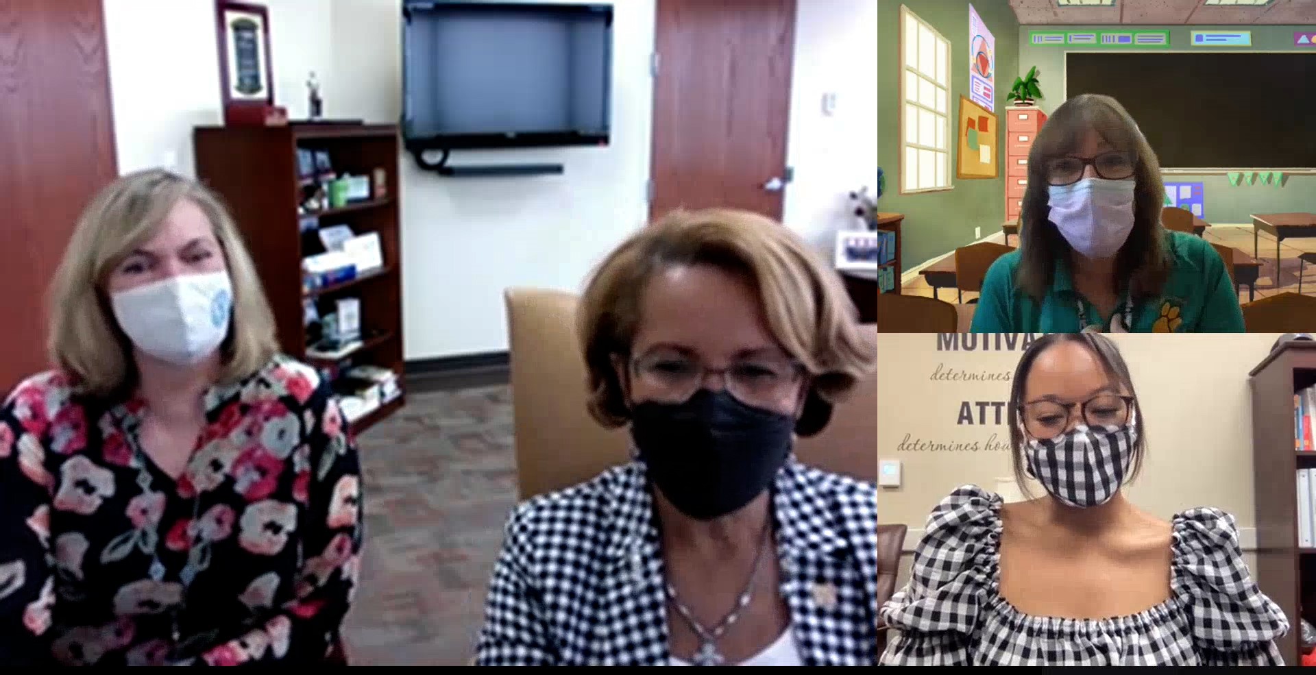 SBM Linda Kobert, Supt. Jenkins, Emily Dyshuk and AnnaLisa Hutchinson on Teams call SBM Linda Kobert, Supt. Jenkins, Emily Dyshuk and AnnaLisa Hutchinson on Teams call