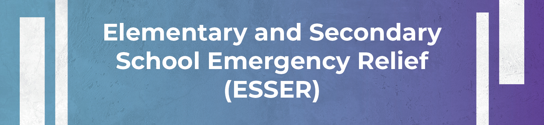 Elementary and Secondary School Emergency Relief (ESSER) Banner Elementary and Secondary School Emergency Relief (ESSER) Banner