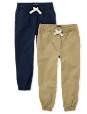 Boys Uniform Stretch Pull On Jogger Pants 2-Pack