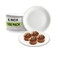 [100 PACK] White Disposable Paper Plates 6 Inch by EcoQuality - Perfect for Parties, BBQ, Catering, Office, Event's, Pizza, Restaurants, Recyclable, Compostable and Microwave Safe - image 1 of 8