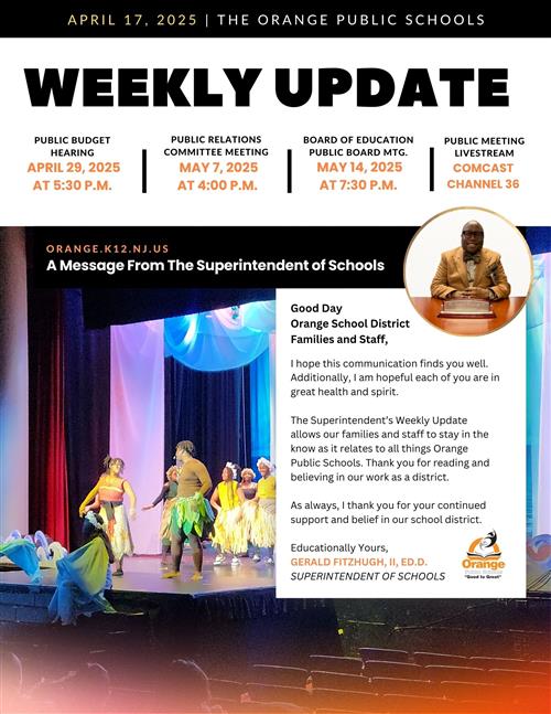 Superintendents Weekly Update for the Week of 4.17.25