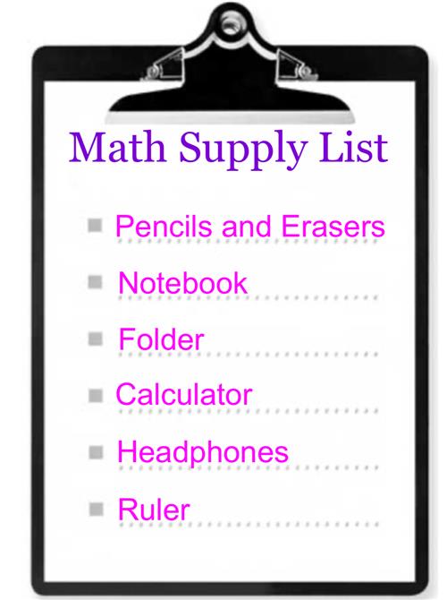 Math Supply List 