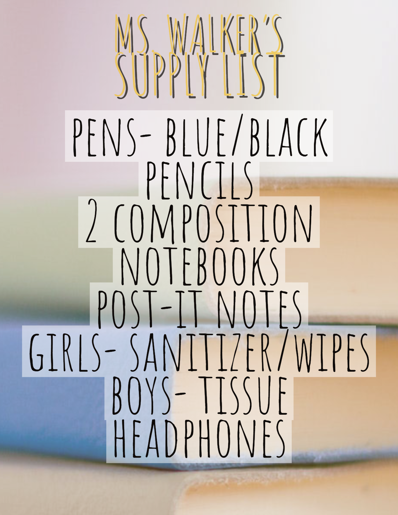 Our Class Supply List