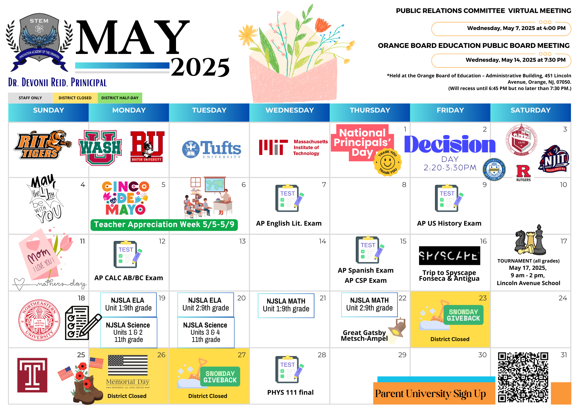  STEM's May 2025 School Calendar
