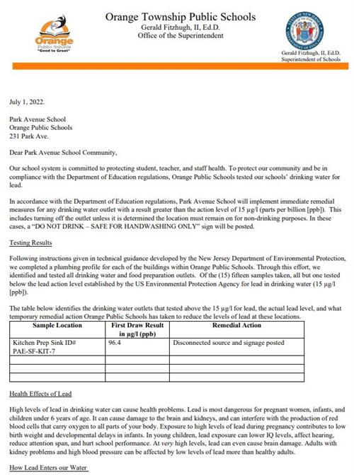 Important Information-Drinking Water