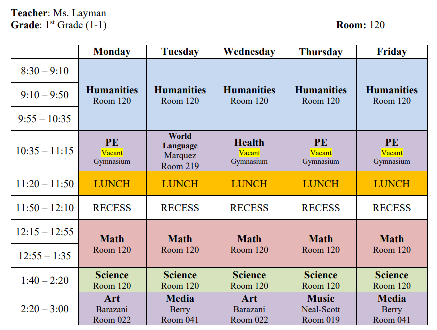 Class Schedule