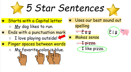 5 star sentences chart