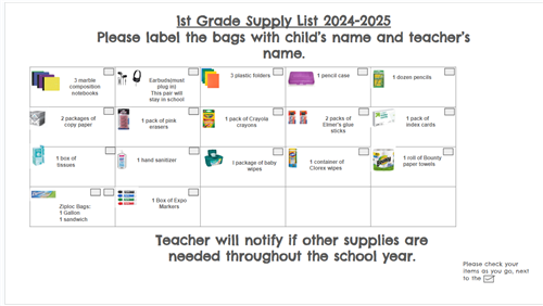 Frist Grade Supply English
