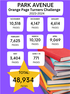 Park Avenue School Orange Page Turners Reading Challenge 2023-2024