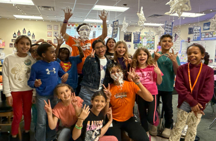 Students pie'd in the face.