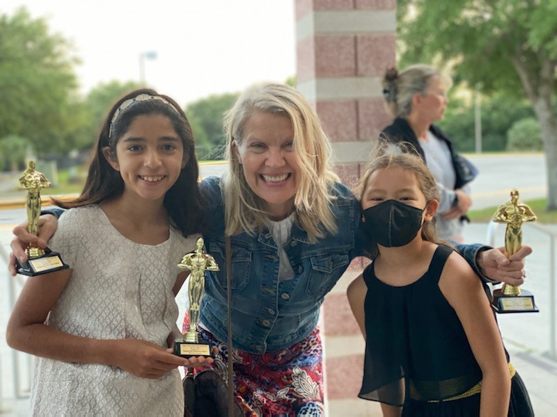 Media Specialist with Students at Student Media Festival