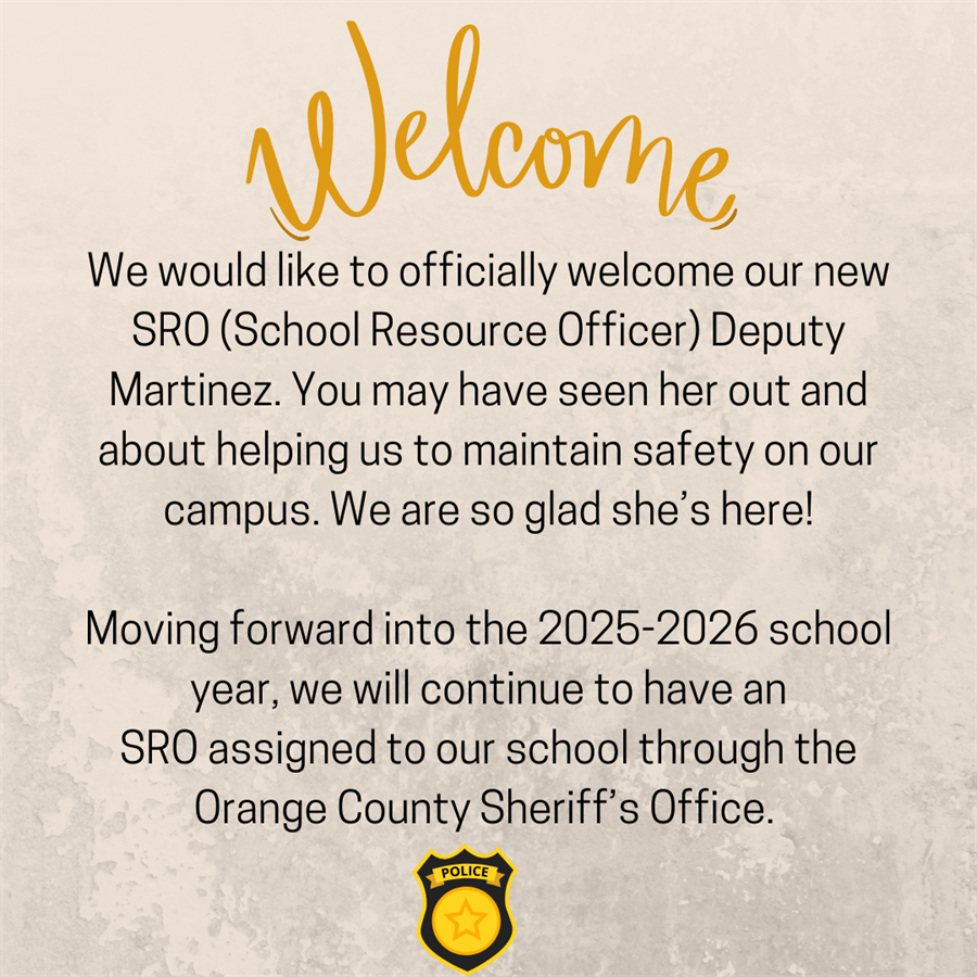 Welcome Deputy Martinez, SRO