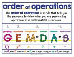 Order of operations rule: G
