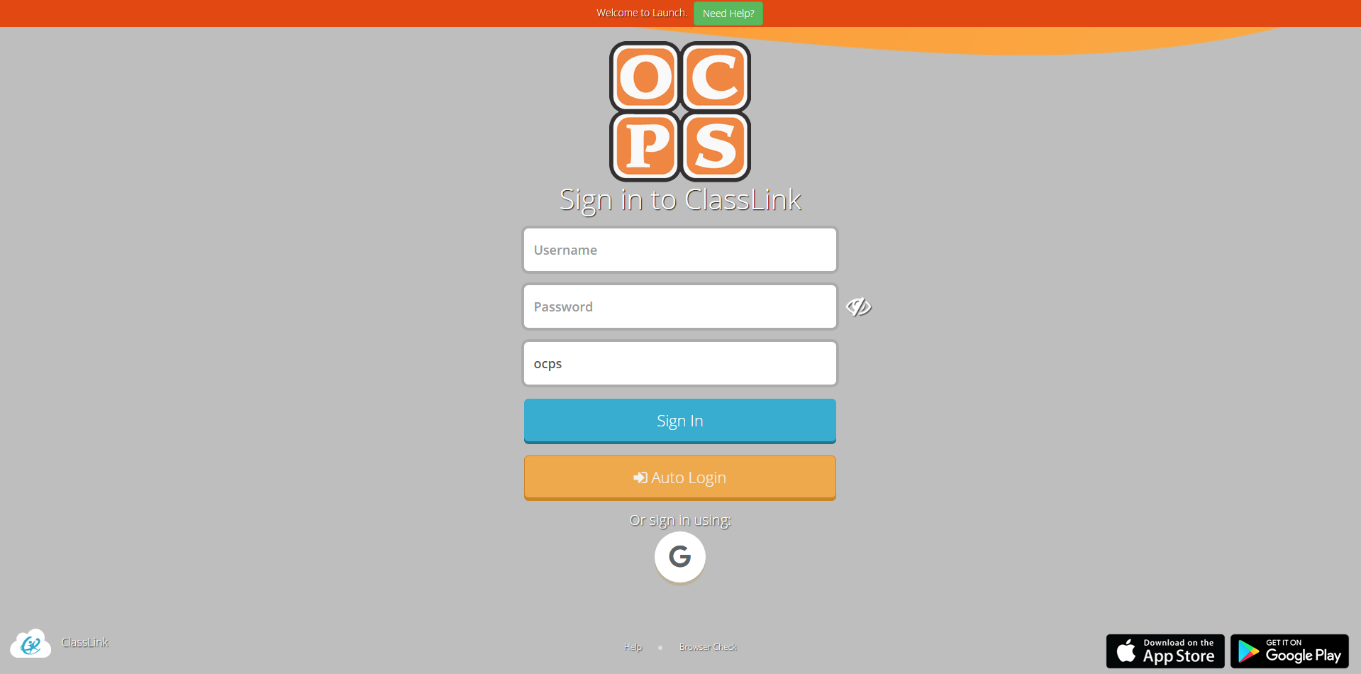 Launchpad Login Screen for OCPS Launchpad Login Screen for OCPS
