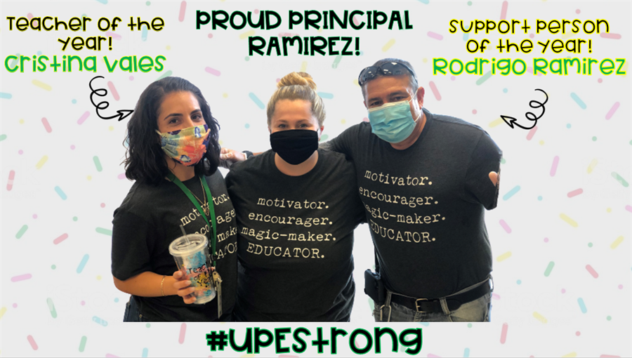 Teacher of the Year, Ms. Cristina Vales & Support Person of the Year, Mr. Rodrigo Ramirez