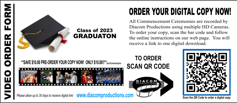 QR Code Pictured to Order Video from Graduation