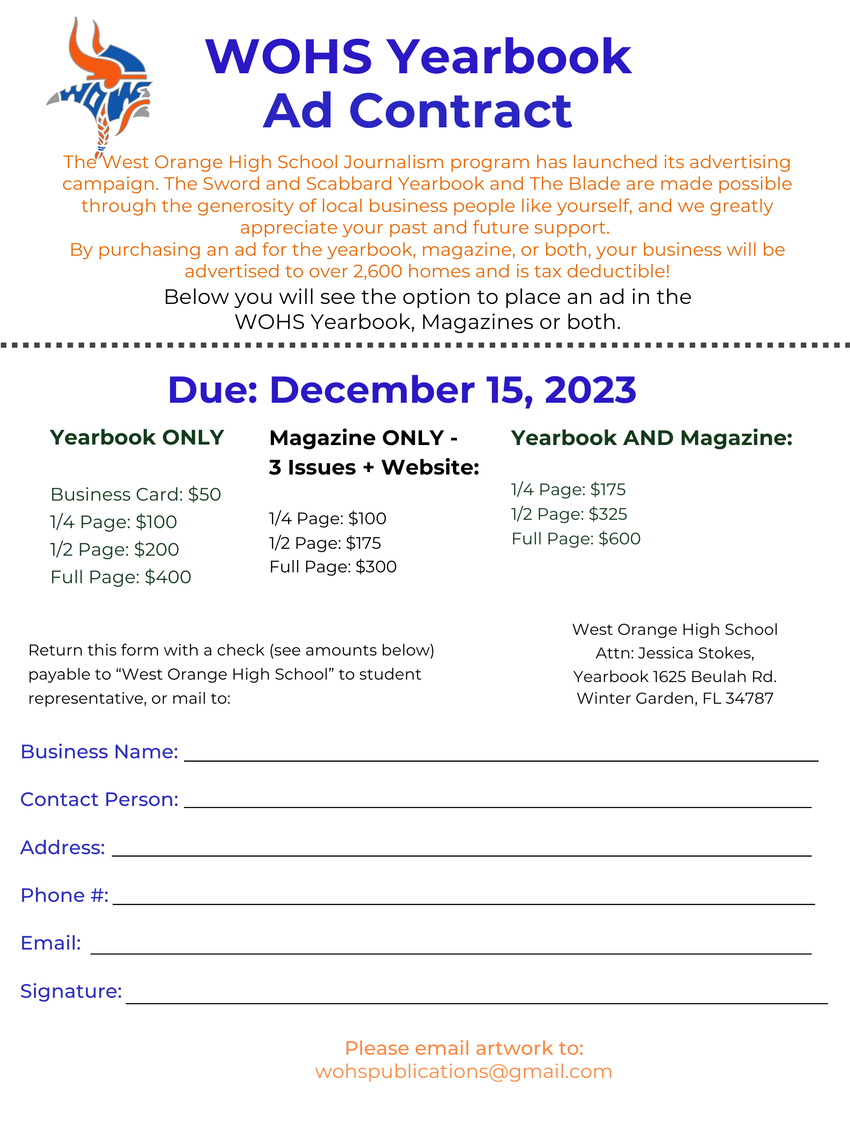 yearbook ad contract