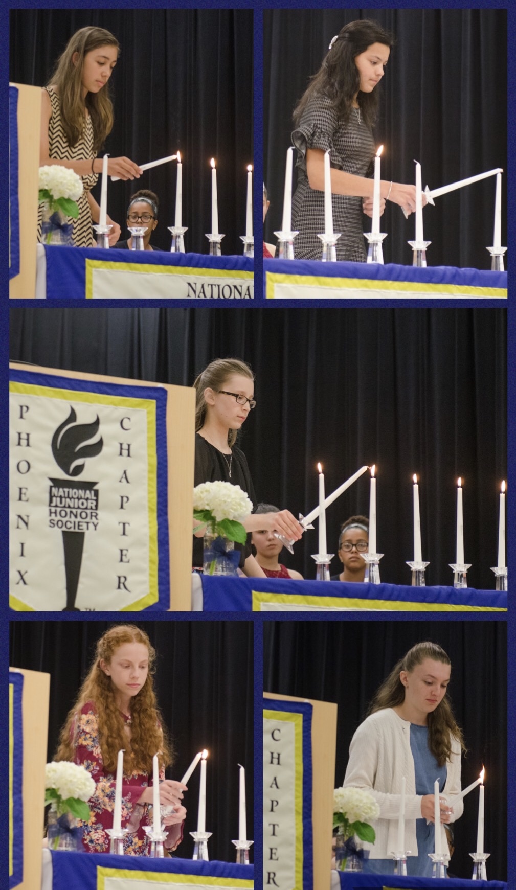 NJHS Students lighting the candles