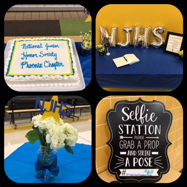 Pictures of flowers and tables from induction ceremony