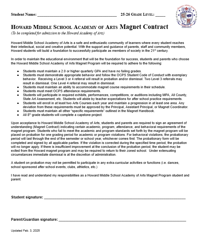 Howard M.S. Magnet Contract