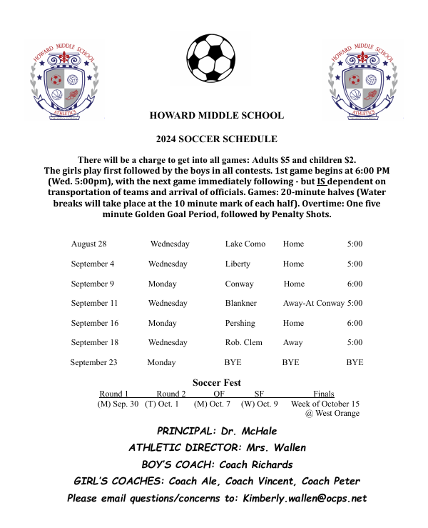 HMS Soccer Schedule 24-25