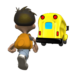 Student running after the school bus animated image