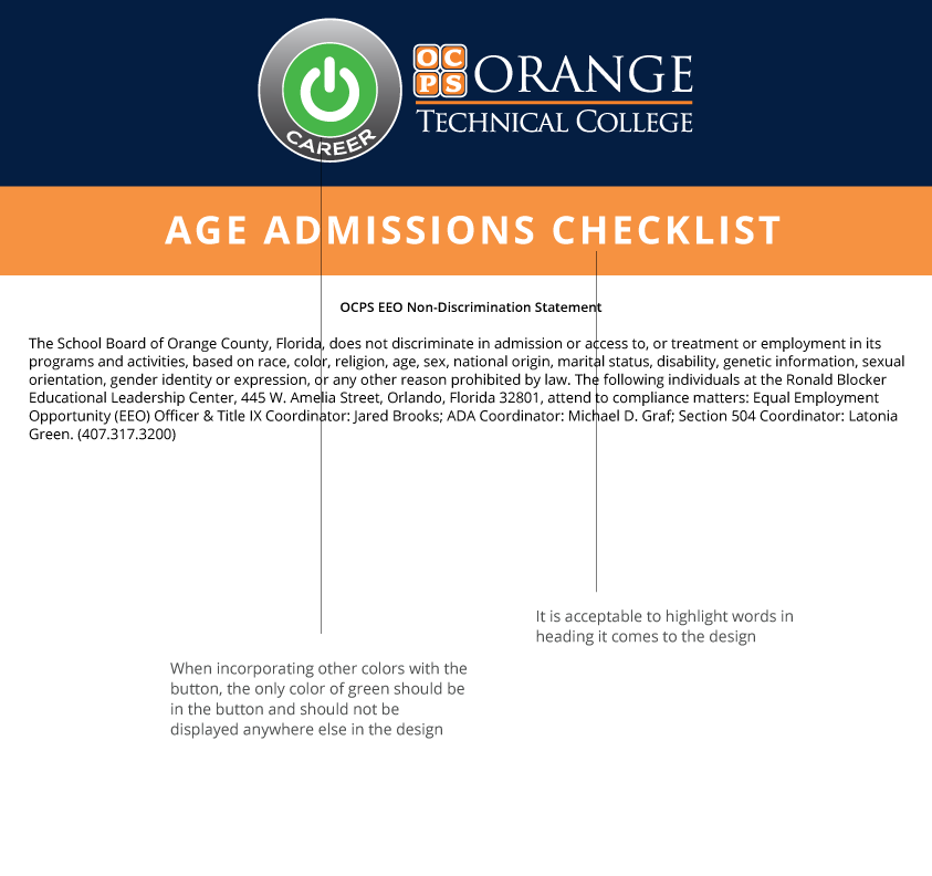 Visual Example of OTC Color Use Visual representation of ways OTC colors can used in text and on display