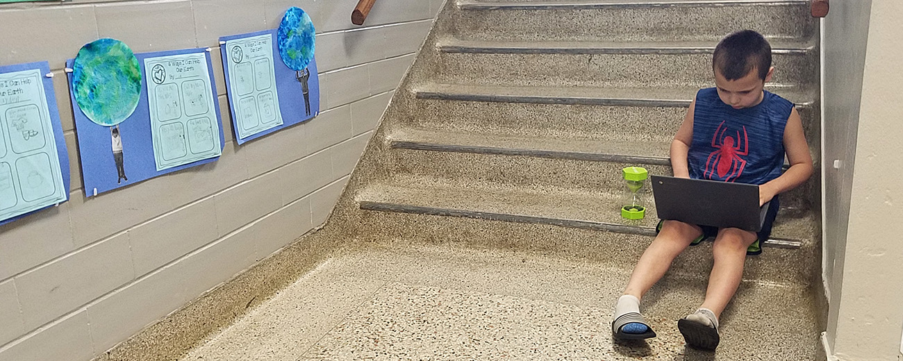 A student finds a quiet place to study.