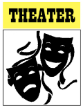 Text 'Theater Icon' against graphic of Sock and Buskin masks