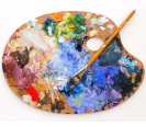 Paint palette with a paint brush