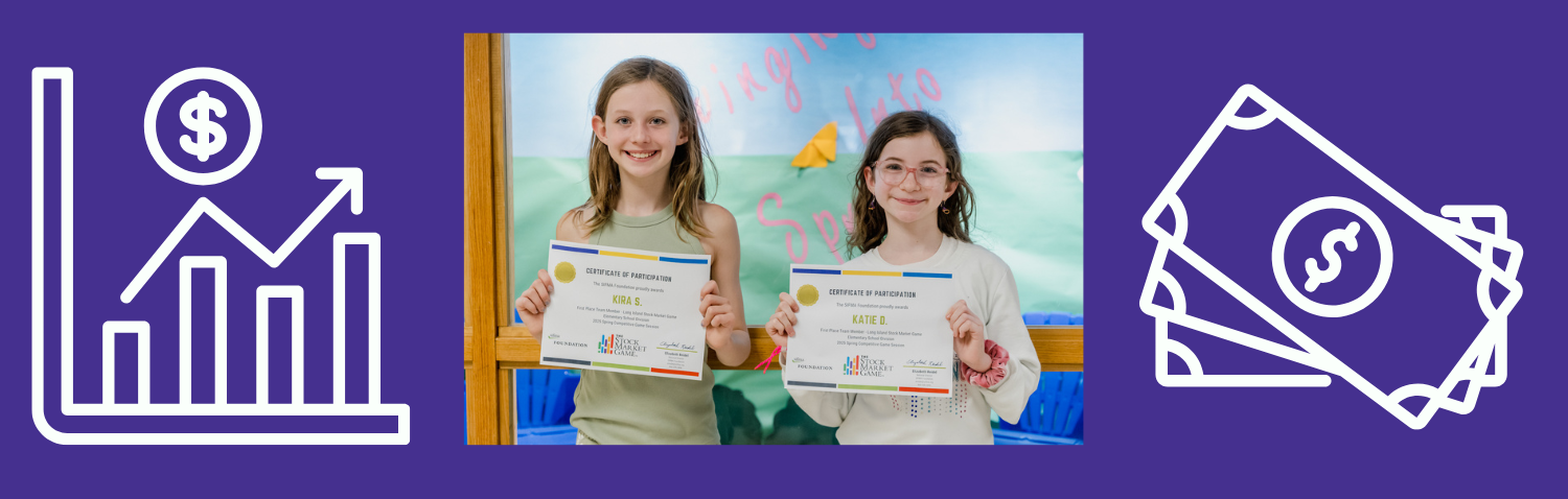 Vernon fourth graders Katie Dunne and Kira Scanlon earned 1st place in the Elementary Division of the 2025 Long Island Spring Stock Market Game.