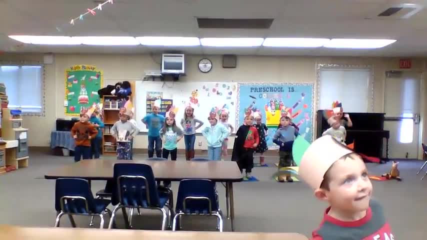 Preschool doing the Turkey Trot